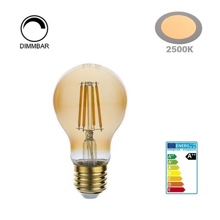 OPTONICA E27 LED Lampe, Birne Filament "Vintage", 8W, dimmbar