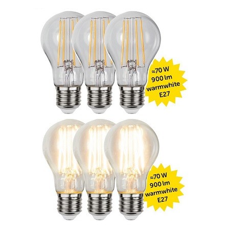 Schönberger E27 LED-Lampe, Birne Filament "S-Light", 3x7W, klar
