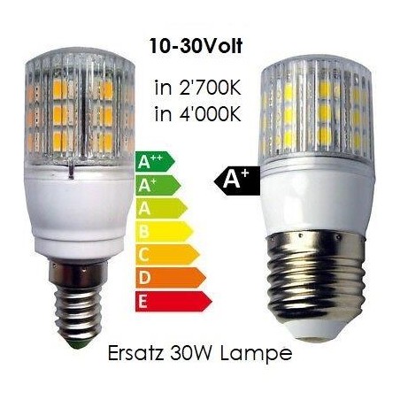 David Com. E27 LED Lampe, Korn- Kolbenlampe, 12V/24V AC/DC, 4W