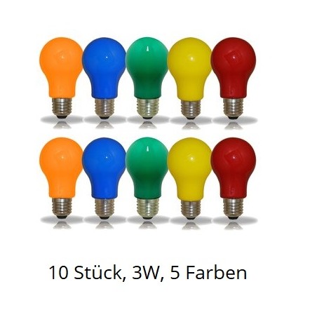 HM LED Lampe Birne E27 G60 "SET10", 3W, Ersatz 25W