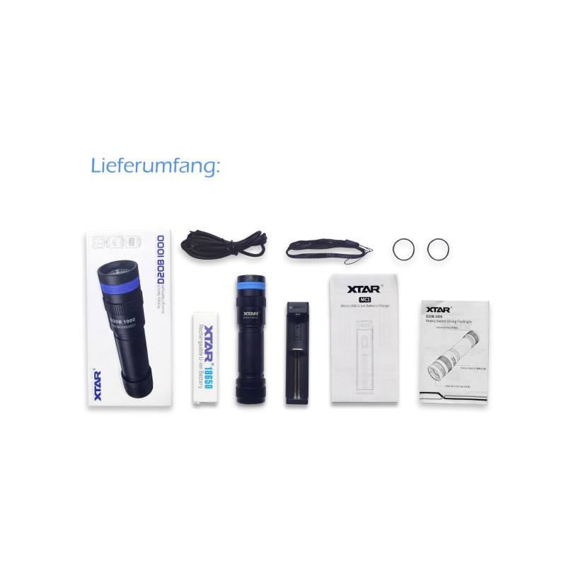 XTAR LED-Taucherlampe "D20B-1000", Cree-XP-L/V6 LED