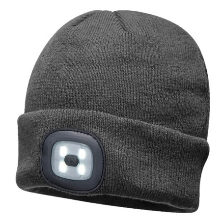 Schönberger LED Wollmütze anthrazit, mit 6 weissen LEDs