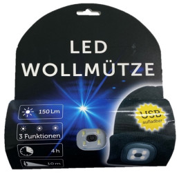 Schönberger LED Wollmütze anthrazit, mit 6 weissen LEDs 2