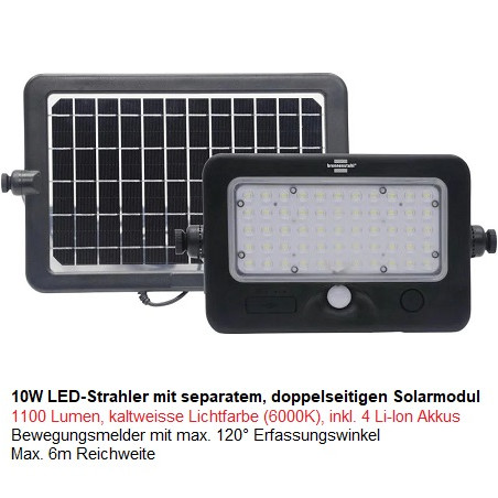 Brennenstuhl LED-Solar Scheinwerfer "SOL-ML-1000", mit PIR, Sensor