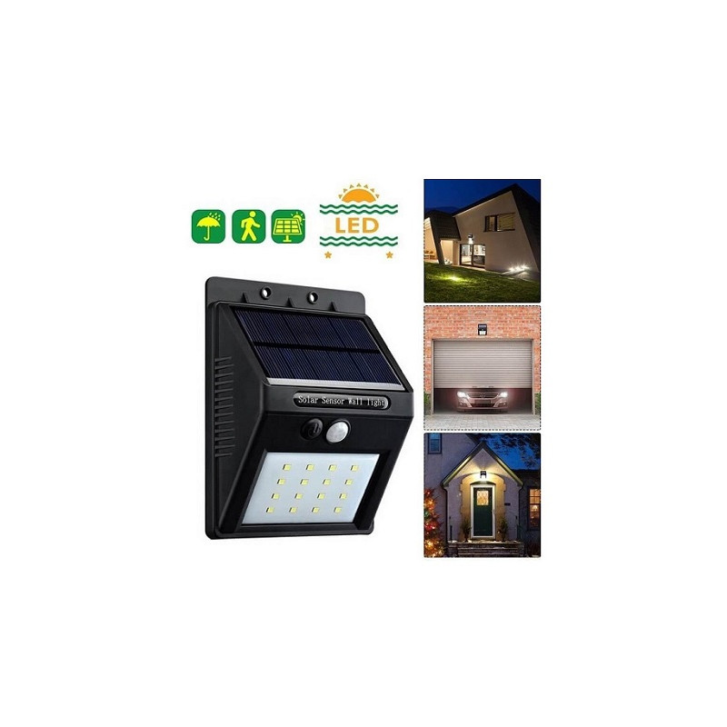 HM LED Solar-Wandleuchte "SWL-0.55", PIR, 16 LEDs