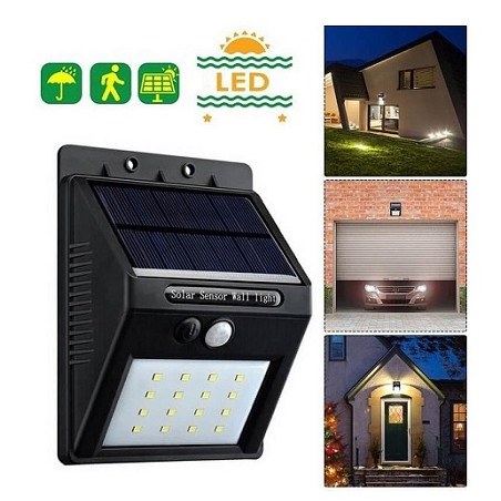 HM LED Solar-Wandleuchte "SWL-0.55", PIR, 16 LEDs