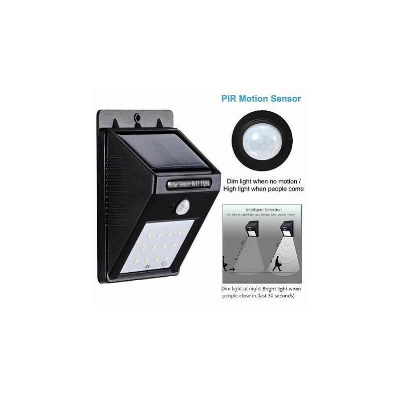 HM LED Solar-Wandleuchte "SWL-0.55", PIR, 16 LEDs