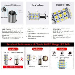 Isoled LED Lampe BA15d, 2W, 9-14V DC 2