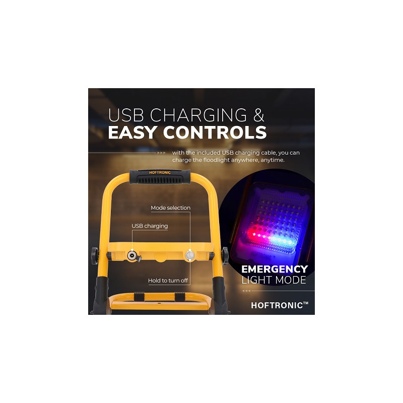 HOFTRONIC LED-Baustrahler "HT-100", 100W, Akku, SMD-LED