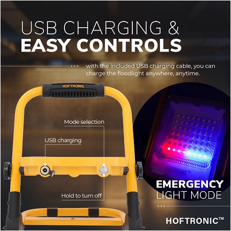 HOFTRONIC LED-Baustrahler "HT-100", 100W, Akku, SMD-LED