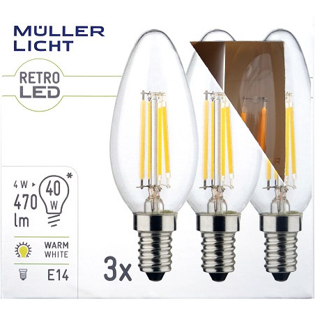 Müller-Licht LED Filament Kerzenlampe E14 "RETRO", 4W, klar