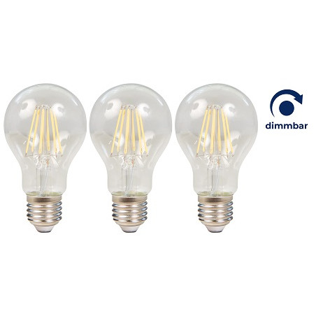 McShine E27 LED Lampe Birne "FILED A60", 7.5W, klar, dimmbar