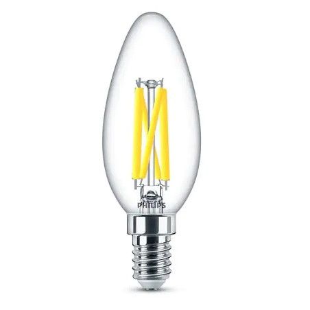 Philips LED-Lampe, Filament Kerzenlampe E14, 3.4W, dimmbar