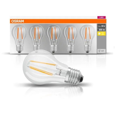 Osram LED Lampe Birne "Base Filament" E27, 7W, klar
