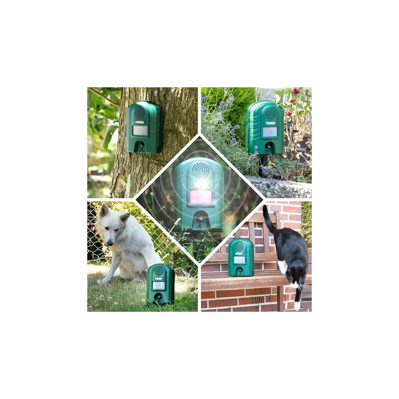 VOSS.sonic Ultraschall Tier-Abwehr mit Bewegungsmelder, Blitzlicht
