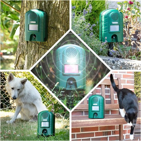 VOSS.sonic Ultraschall Tier-Abwehr mit Bewegungsmelder, Blitzlicht