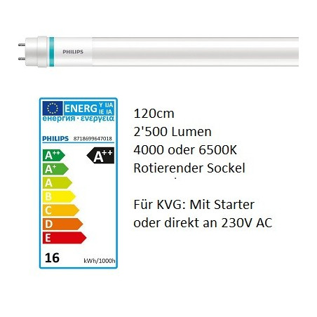 Philips LED-Röhre T8/G13 "MASTER Value UO", 15.5W, 120cm, matt
