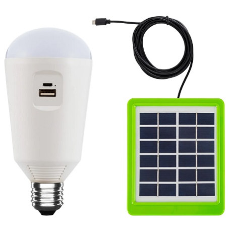 LEDKIA LED Solar-Lampe E27, tragbar, DC 5V/7W