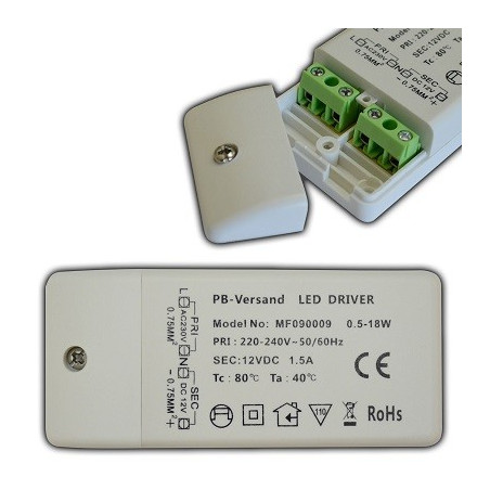 PB LED DC-Treiber/Trafo "Mini12-18W", 12V DC, 18W, 1.5A