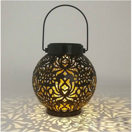 HM LED Solarlaterne, rundform, schwarz, 16cm hoch