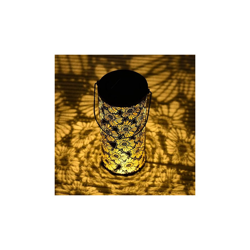 HM LED Solarlaterne, zylinderform, schwarz, 27cm hoch