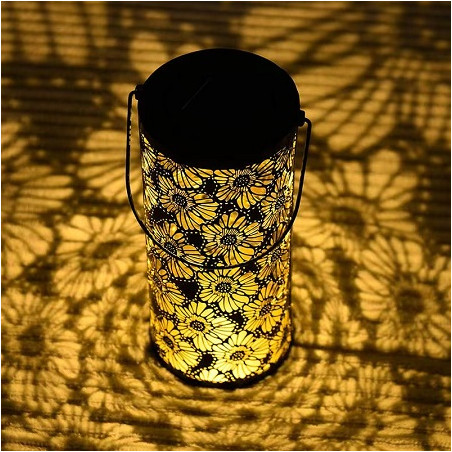 HM LED Solarlaterne, zylinderform, schwarz, 27cm hoch