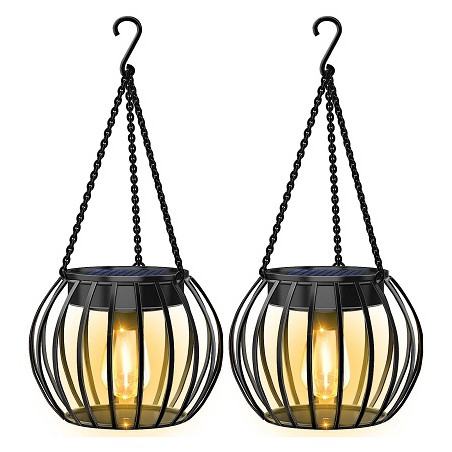 HM LED Solarlaterne "Kürbis", schwarz, 18cm hoch, 2 Stk.