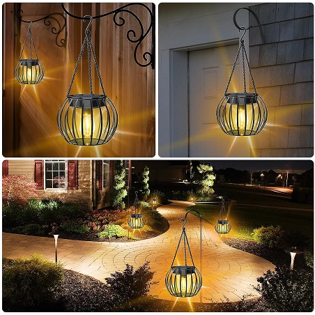 HM LED Solarlaterne "Kürbis", schwarz, 18cm hoch, 2 Stk.