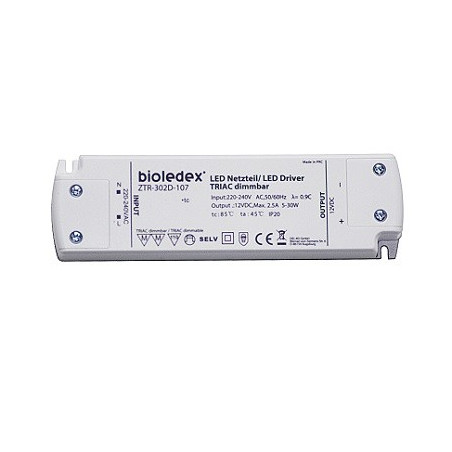 Bioledex LED DC-Treiber/Trafo "BIO12D-30W", 12V DC, 2.5A, 5-30W | 3938