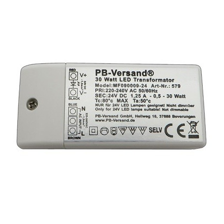 PB LED DC-Treiber/Trafo "Mini24-30W", 24V DC, 30W, 1.5A