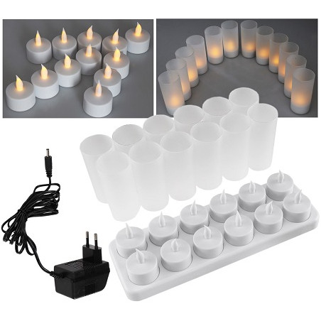 Chilitec LED-Teelicht 12er Set, Akkubetrieb, Windschutzbecher
