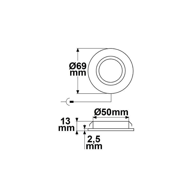 Isoled LED Einbau-Möbelleuchte "MiniAMP", 12V, 3W, Ø6.9/1.3cm