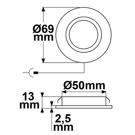 Isoled LED Einbau-Möbelleuchte "MiniAMP", 12V, 3W, Ø6.9/1.3cm
