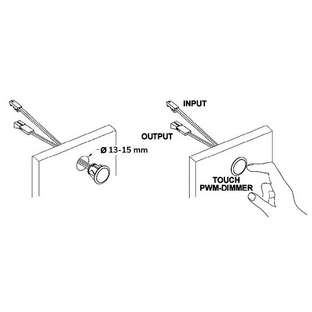 Isoled Touch PWM-Dimmer "MiniAMP", 1 Kanal, 12-24V DC, 3A