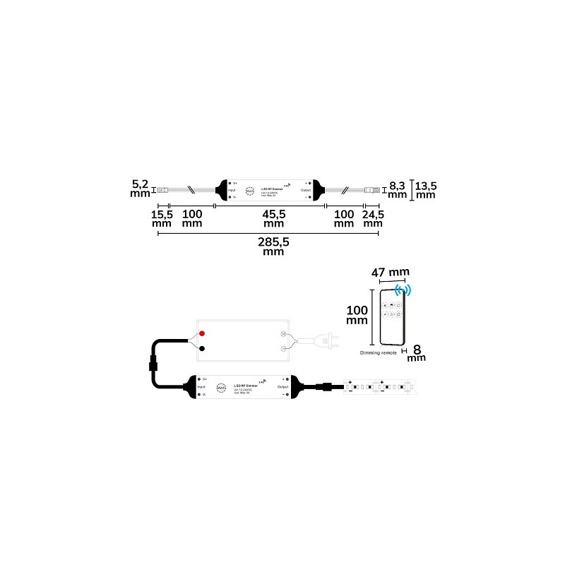 Isoled Funk PWM-Dimmer "MiniAMP", 12-24V DC, 3A