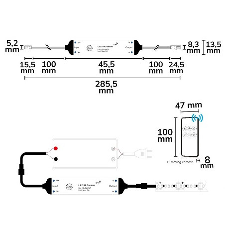 Isoled Funk PWM-Dimmer "MiniAMP", 12-24V DC, 3A