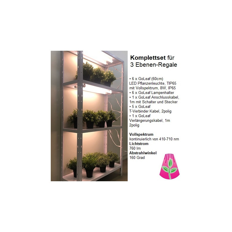 Bioledex LED-Pflanzenleuchte Komplettset "GoLeaf", 6 x 60cm