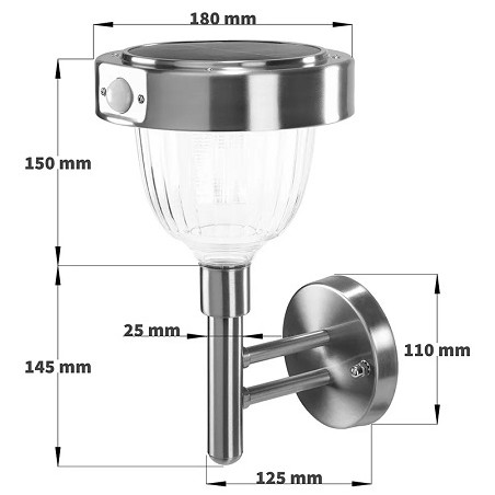 Esotec Solar PIR Wandleuchte "Asinara PLUS", 3 LED, 1.2W