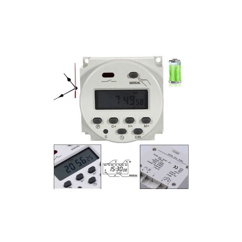 Max Hauri Digitale 7 x 24 h Zeitschaltuhr, Ein/Aus Schalter