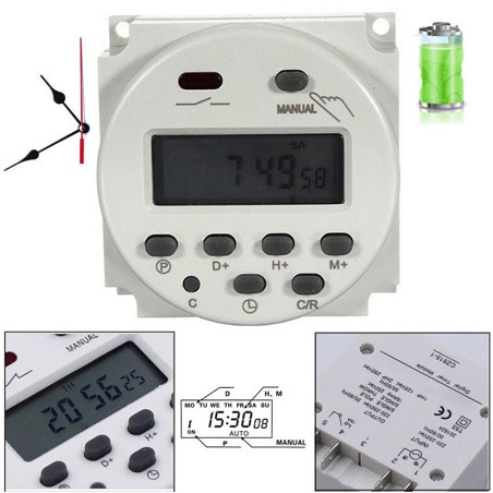 Max Hauri Digitale 7 x 24 h Zeitschaltuhr, Ein/Aus Schalter