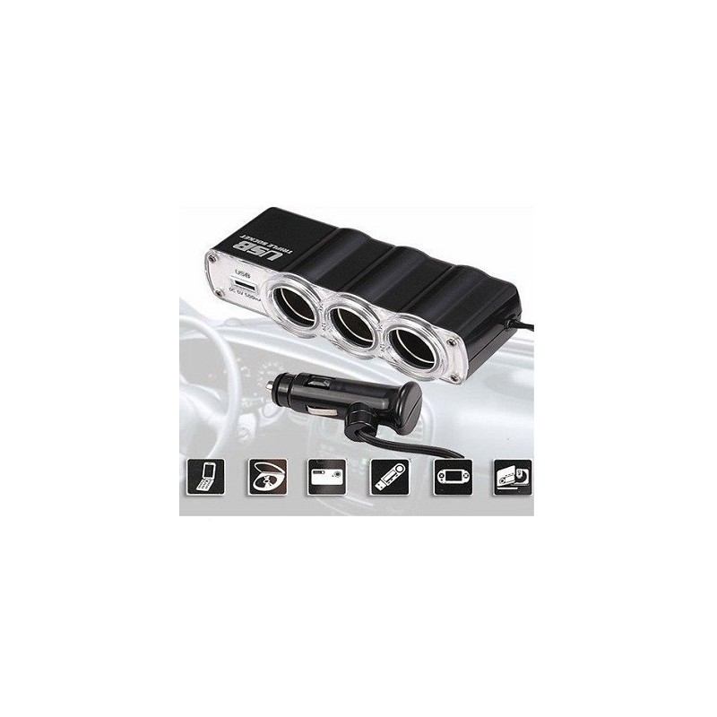 HM KFZ-Verteiler/Adapter "Triple" 12V/24V, USB Ladebuchse | 1589