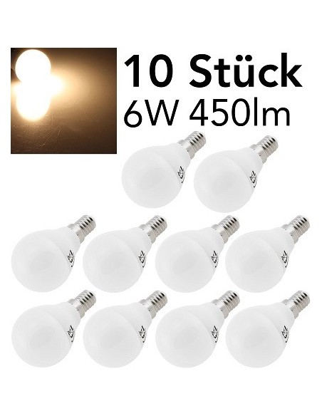 Chilitec E14 LED Lampe, Tropfenleuchte "T50 Promo", 6W, 10 Stk.