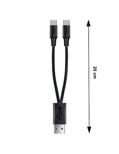 HM USB-Verteiler A auf 2 x Typ C, 20cm, 5V, max. 2.1A