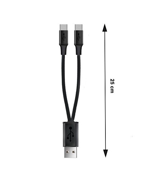 HM USB-Verteiler A auf 2 x Typ C, 20cm, 5V, max. 2.1A