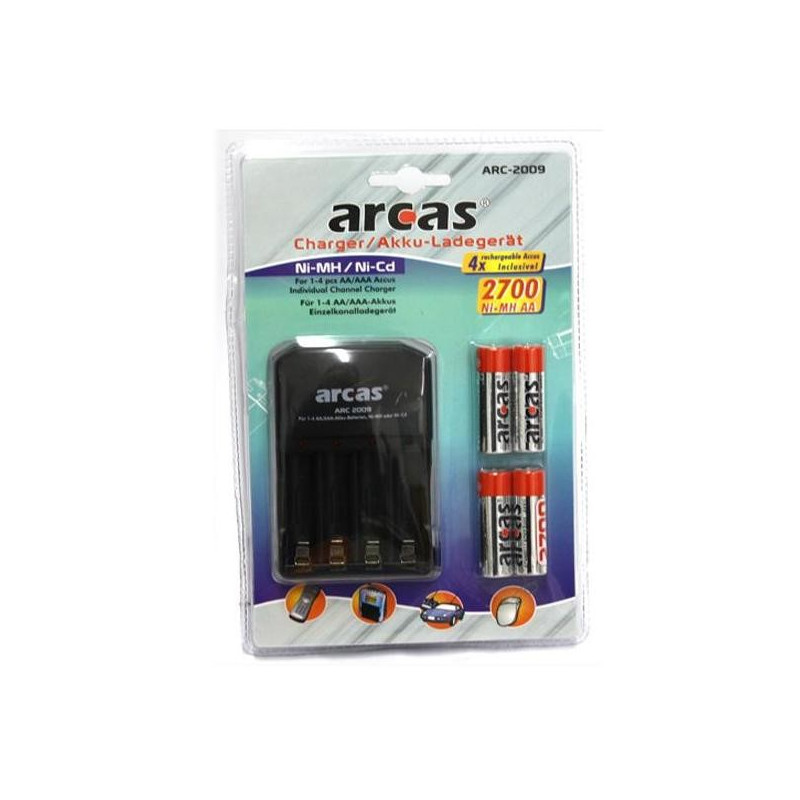 Arcas Universal Batterieladegerät, inkl. 4 AA - Akkus | 1085