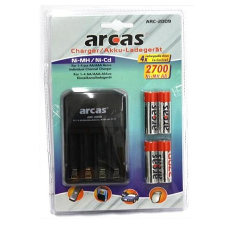 Arcas Universal Batterieladegerät, inkl. 4 AA - Akkus | 1085