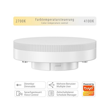 Ledscom GX53 LED-Leuchtmittel, Lampe "Smart", 4.5W, dimmbar