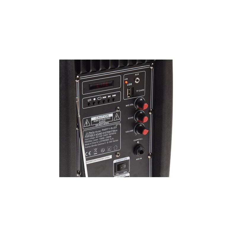 HM Mobile Soundsystem "Port-08 LED", 300W mit Mikrofon | 3985