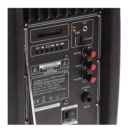 HM Mobile Soundsystem "Port-08 LED", 300W mit Mikrofon | 3985