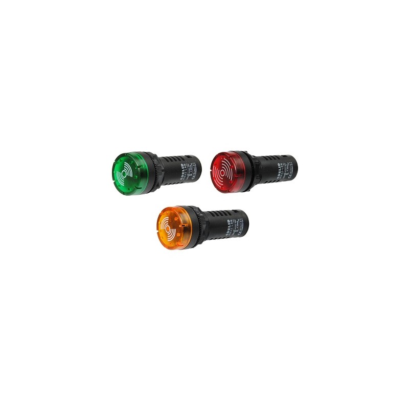 HM LED-Signalleuchte mit Buzzer, 230V, Ø22 mm, in 3 Farben